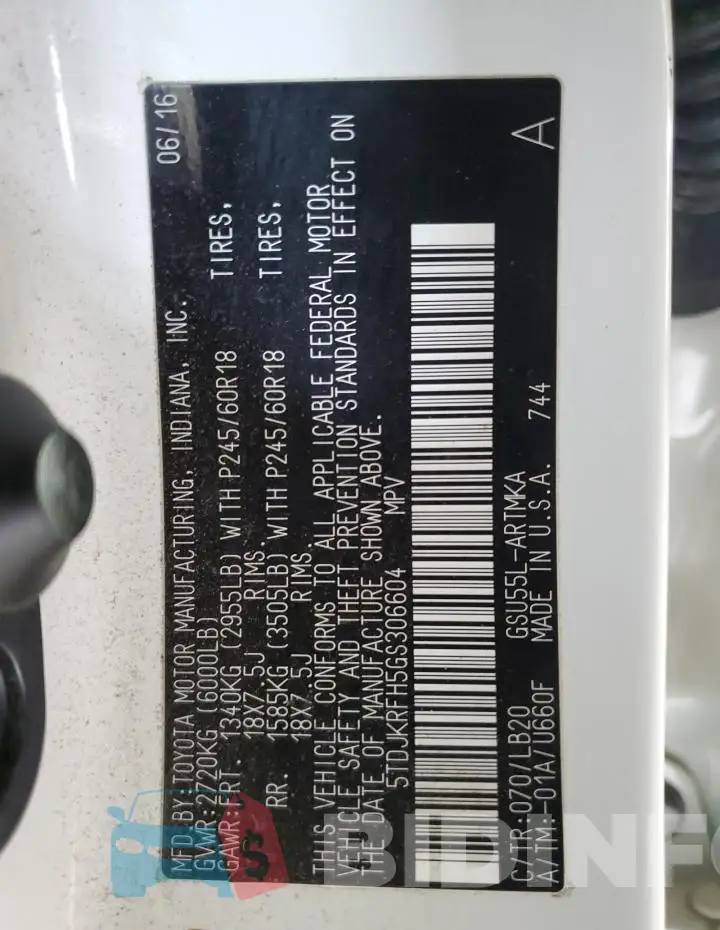 5TDJKRFH5GS306604 Photo# 13