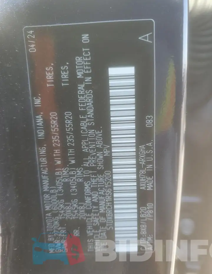 5TDXBRCH1RS615200 Photo# 14