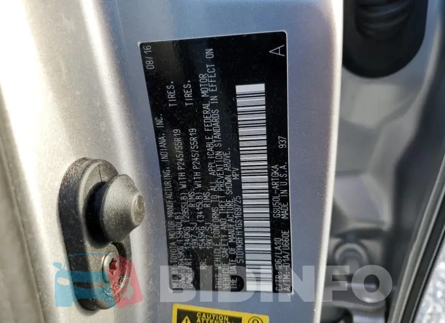 5TDYKRFH1GS169725 Photo# 13