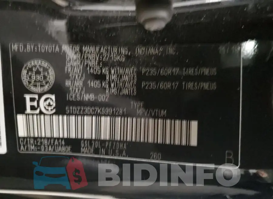 5TDZZ3DC7KS991281 Photo# 13