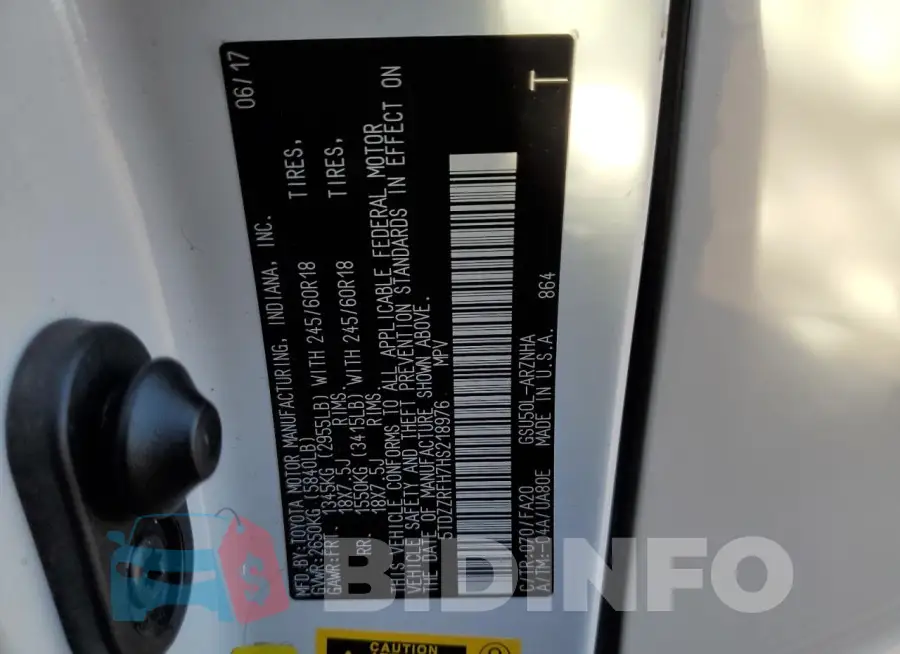 5TDZZRFH7HS218976 Photo# 13