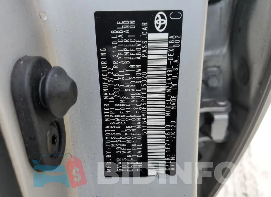 5YFB4MDE5PP005320 Photo# 12