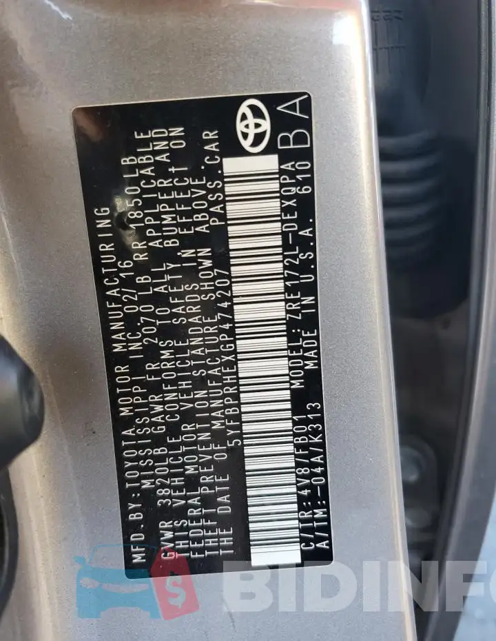 5YFBPRHEXGP474207 Photo# 13