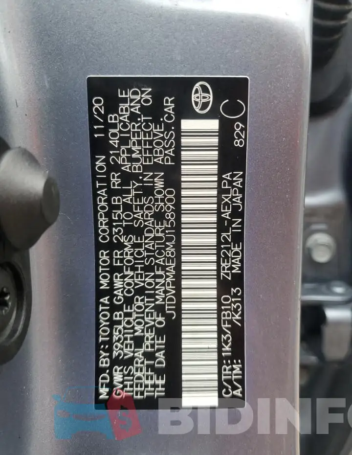 JTDVPMAE8MJ158900 Photo# 12
