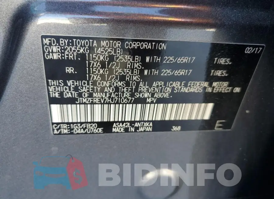 JTMZFREV7HJ710677 Photo# 13