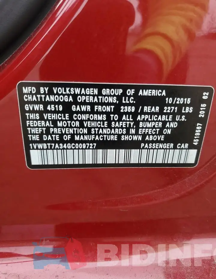 1VWBT7A34GC009727 Photo# 13