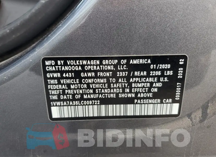 1VWSA7A35LC009722 Photo# 12