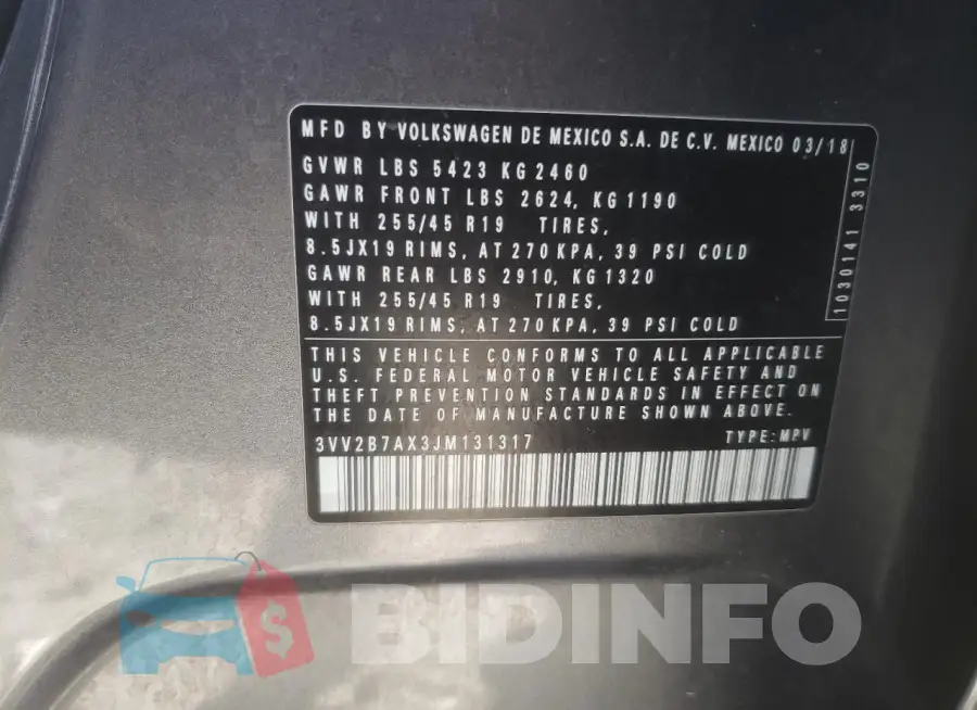 3VV2B7AX3JM131317 Photo# 14