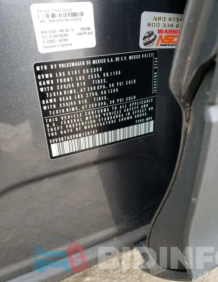 3VV3B7AX0NM128157 Photo# 13