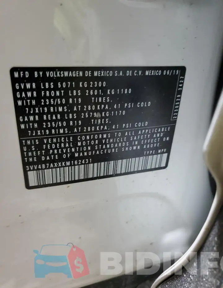 3VV4B7AXXKM162431 Photo# 13