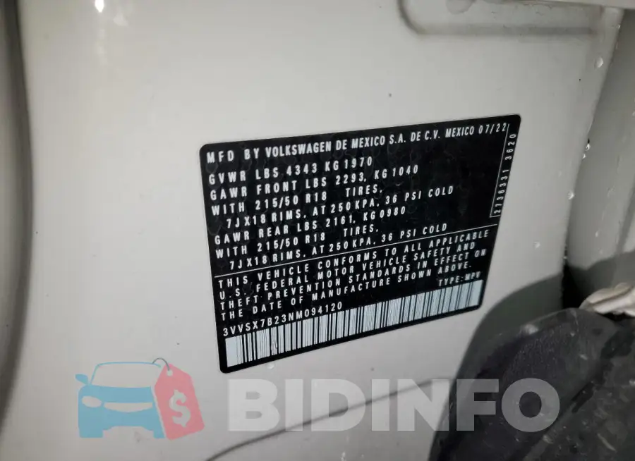 3VVSX7B23NM094120 Photo# 13