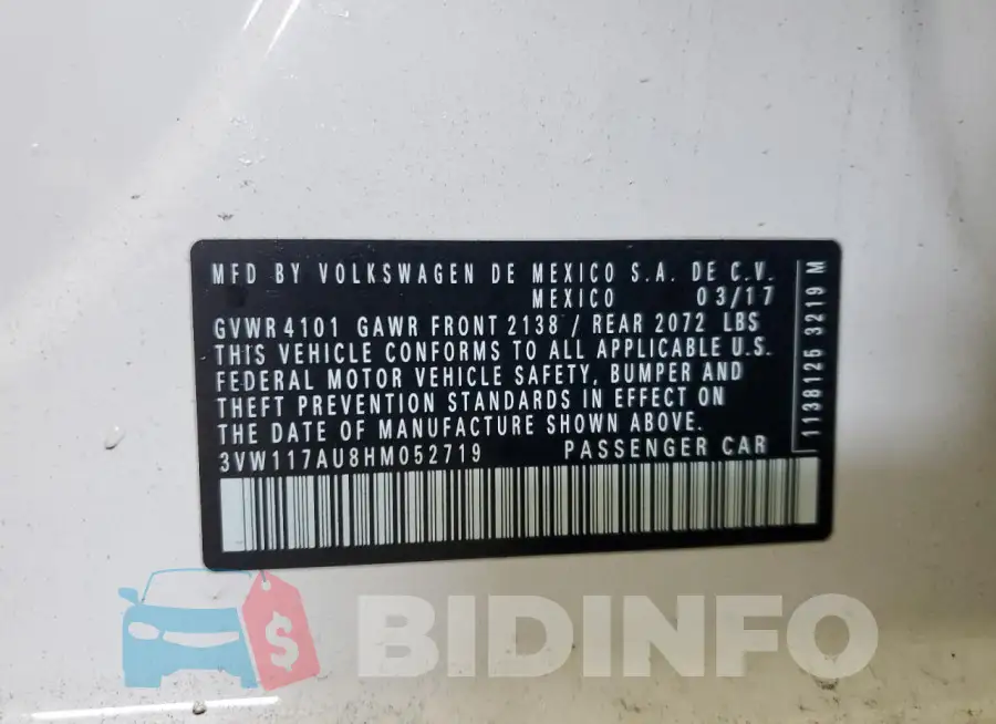 3VW117AU8HM052719 Photo# 12