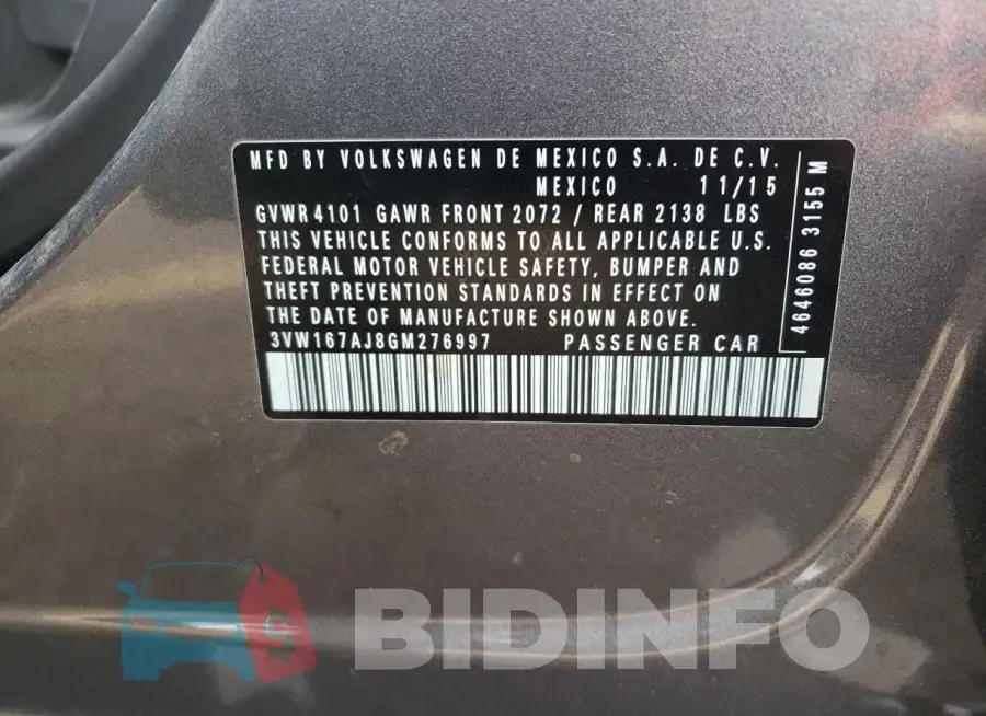 3VW167AJ8GM276997 Photo# 12