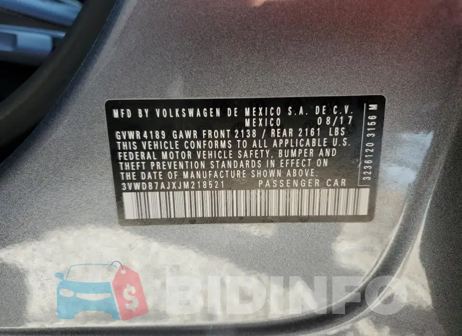 3VWDB7AJXJM218521 Photo# 12