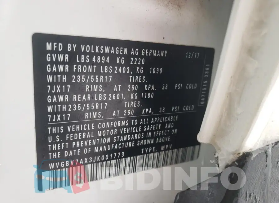 WVGBV7AX3JK001773 Photo# 13