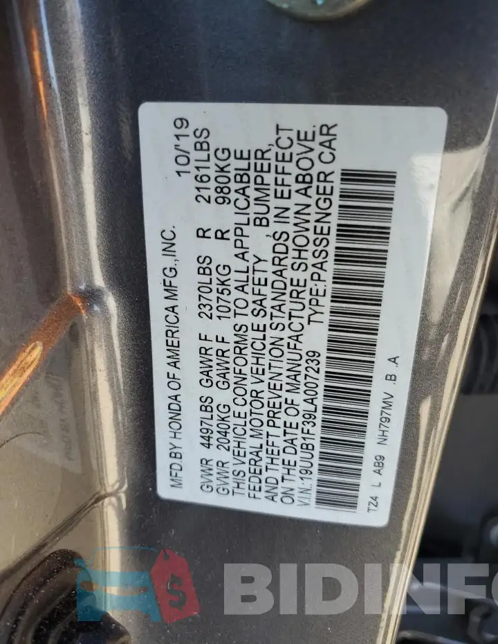 19UUB1F39LA007239 Photo# 13