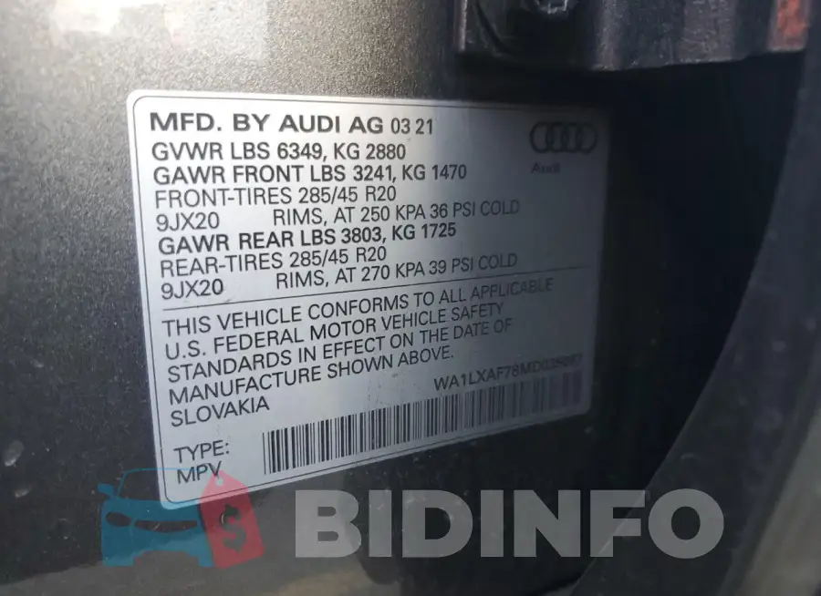 WA1LXAF78MD035087 Photo# 13