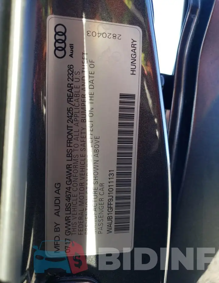 WAUB1GFF9J1011131 Photo# 12