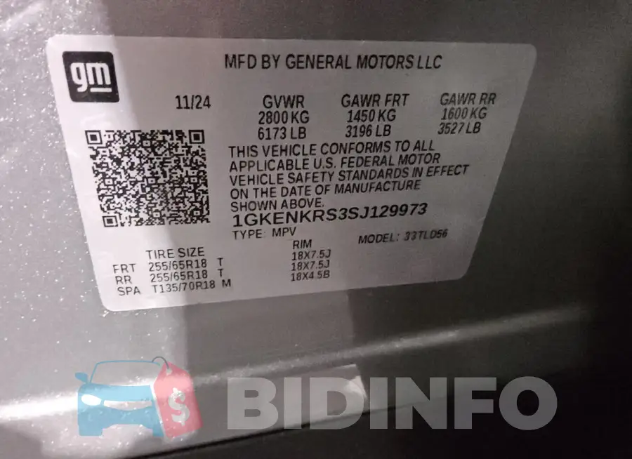 1GKENKRS3SJ129973 Photo# 13