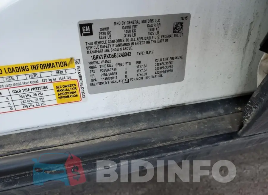 1GKKVRKD5GJ243343 Photo# 14