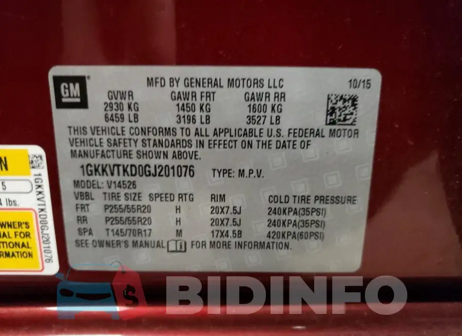 1GKKVTKD0GJ201076 Photo# 13