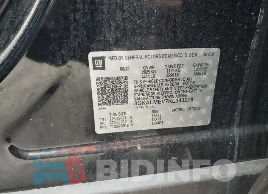 3GKALMEV7KL141178 Photo# 14