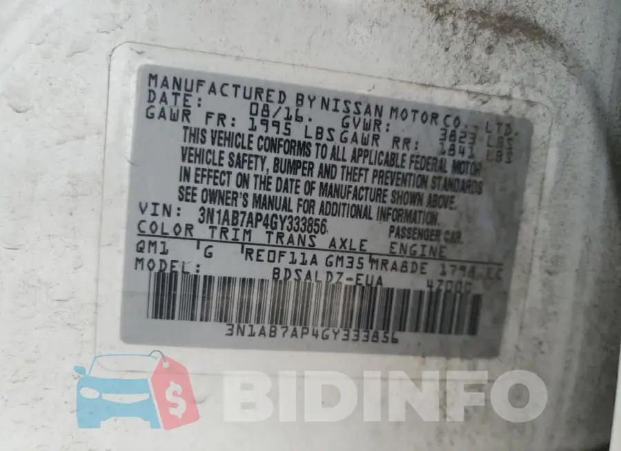 3N1AB7AP4GY333856 Photo# 12