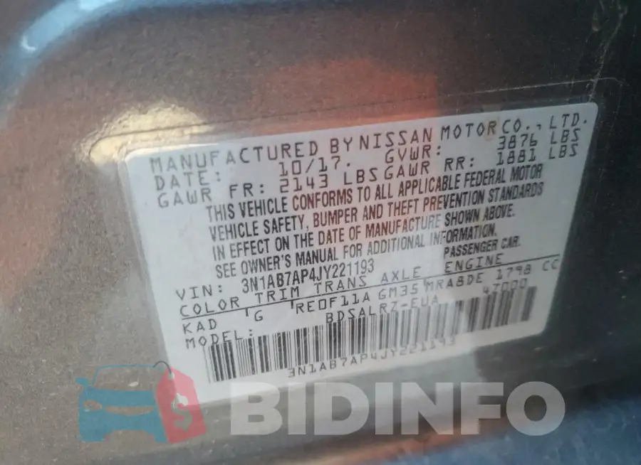 3N1AB7AP4JY221193 Photo# 13