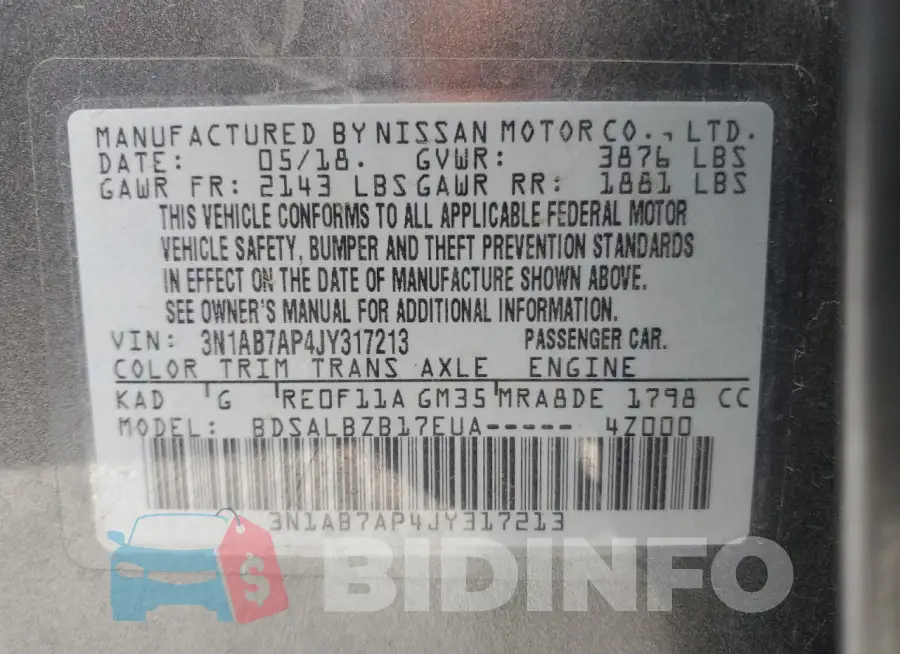 3N1AB7AP4JY317213 Photo# 12