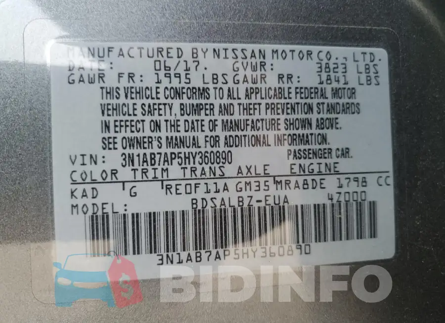 3N1AB7AP5HY360890 Photo# 12