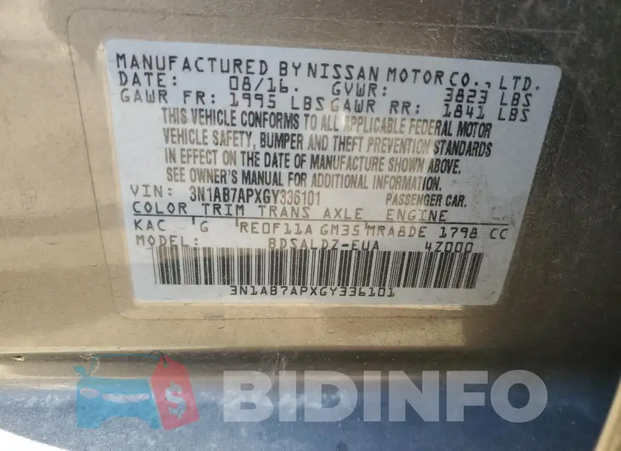 3N1AB7APXGY336101 Photo# 12