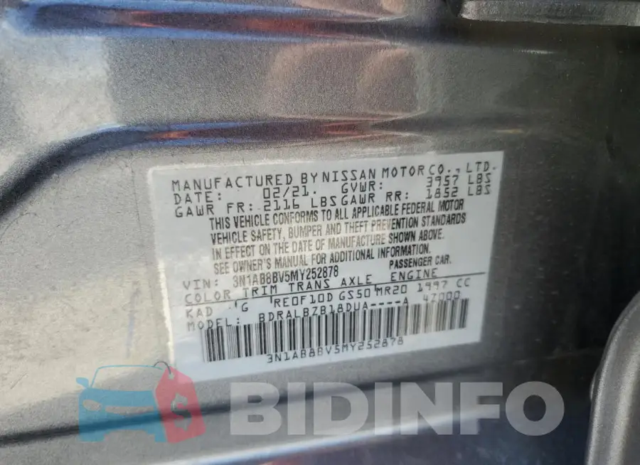 3N1AB8BV5MY252878 Photo# 12