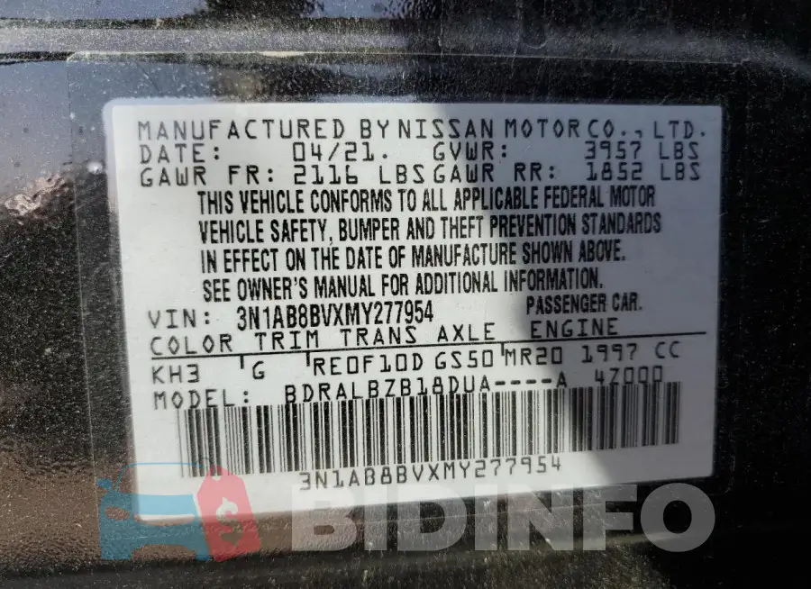 3N1AB8BVXMY277954 Photo# 12