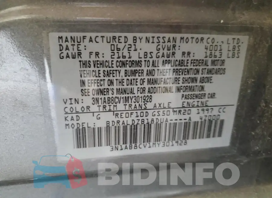 3N1AB8CV1MY301928 Photo# 12