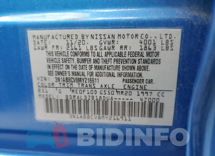 3N1AB8CV8MY216911 Photo# 12