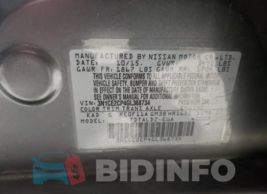 3N1CE2CP4GL368734 Photo# 12