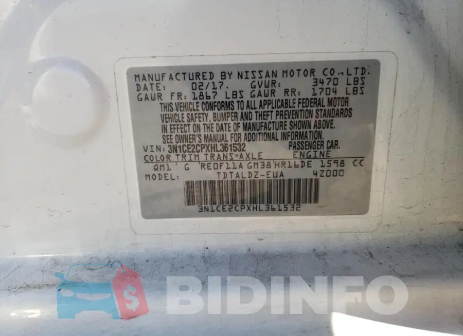3N1CE2CPXHL361532 Photo# 12