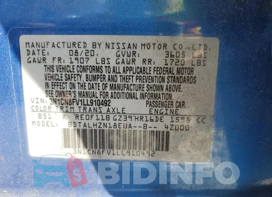 3N1CN8FV1LL910492 Photo# 13