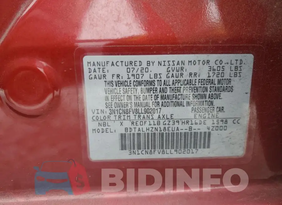 3N1CN8FV8LL902017 Photo# 13