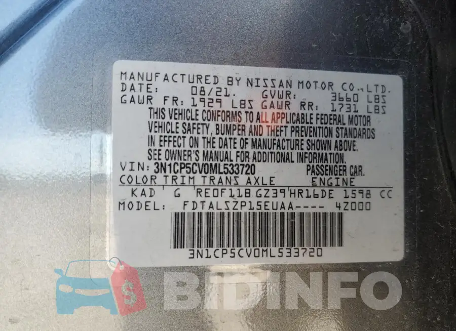 3N1CP5CV0ML533720 Photo# 14