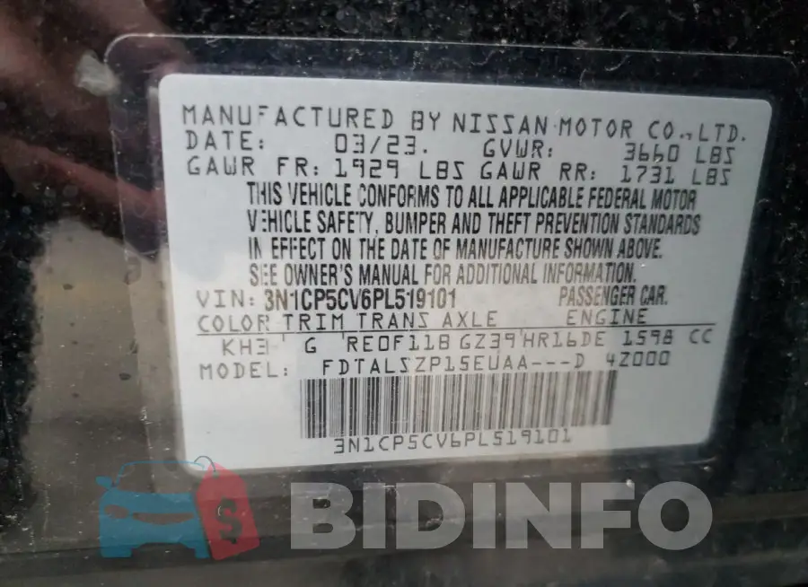 3N1CP5CV6PL519101 Photo# 13