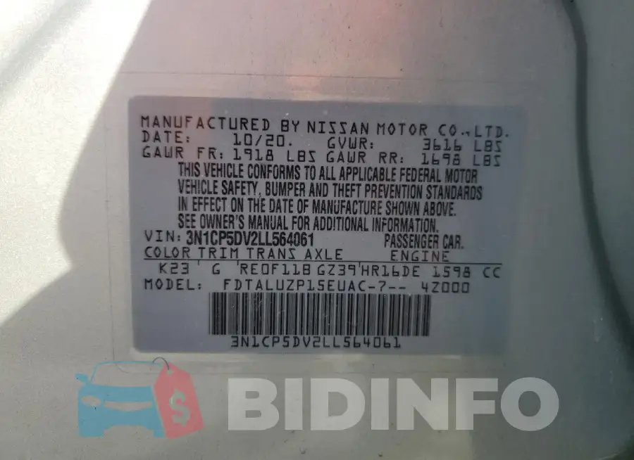 3N1CP5DV2LL564061 Photo# 13