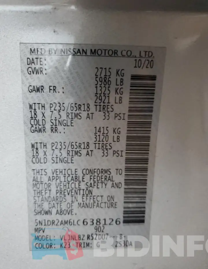 5N1DR2AM6LC638126 Photo# 13