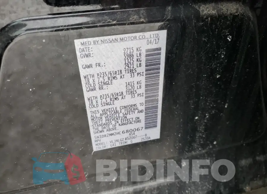 5N1DR2MM2HC680067 Photo# 13