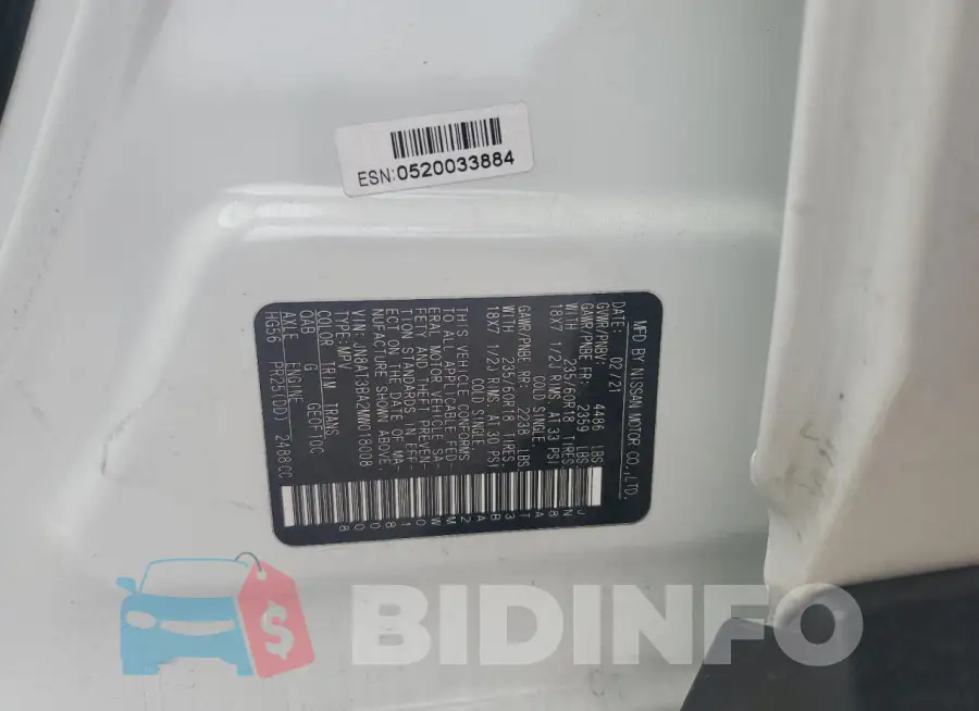 JN8AT3BA2MW018008 Photo# 13