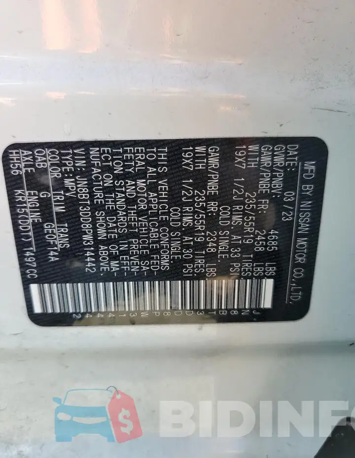 JN8BT3DD8PW314442 Photo# 14