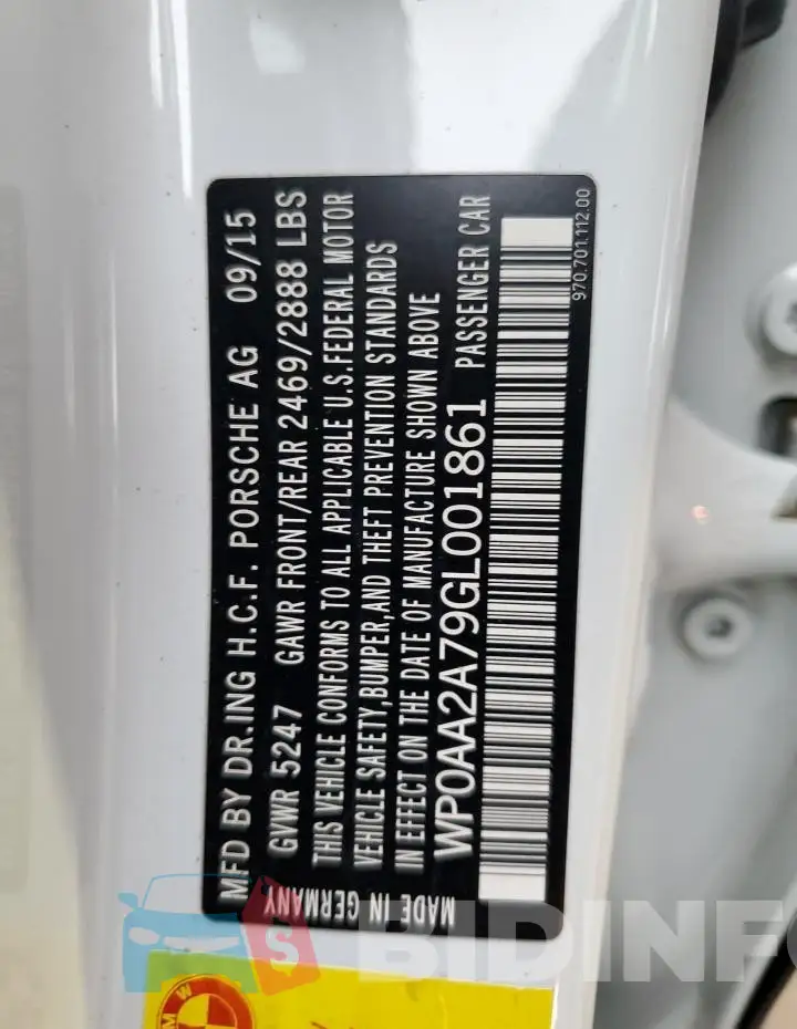 WP0AA2A79GL001861 Photo# 12