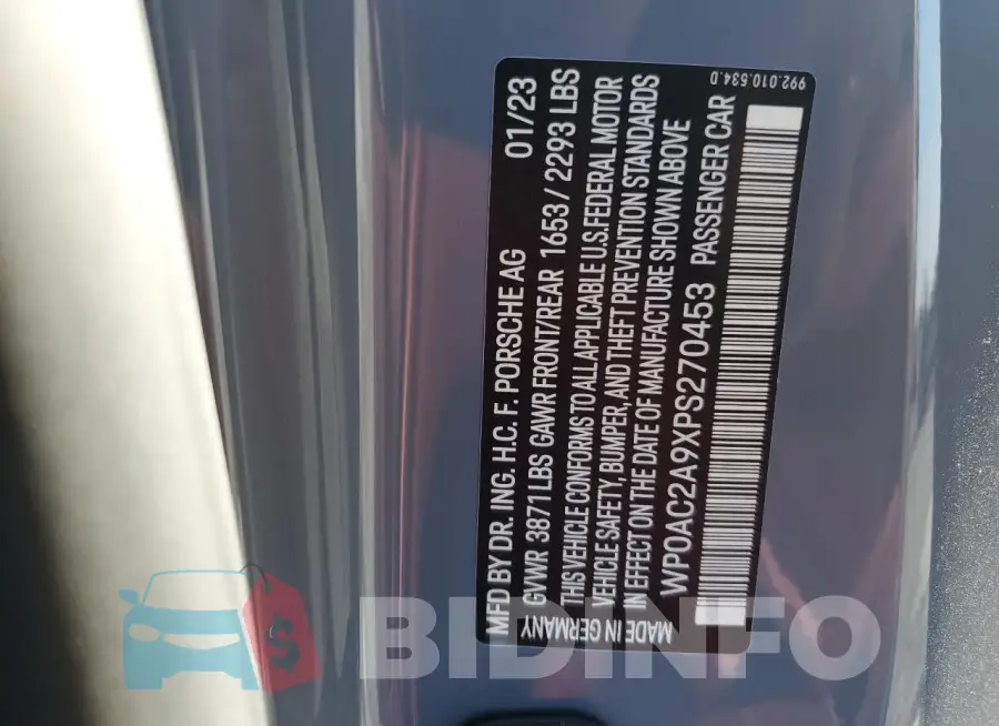 WP0AC2A9XPS270453 Photo# 12