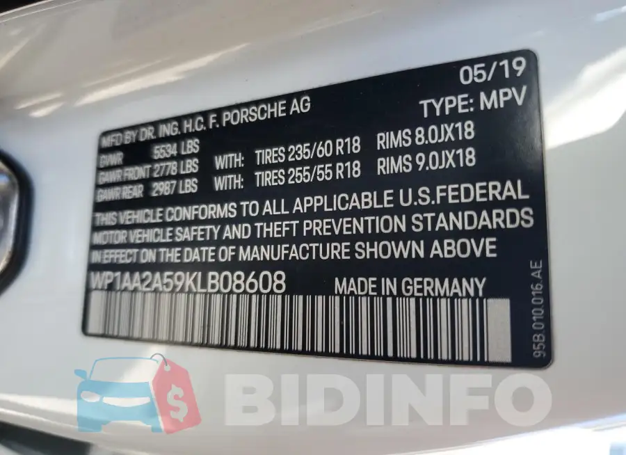 WP1AA2A59KLB08608 Photo# 13