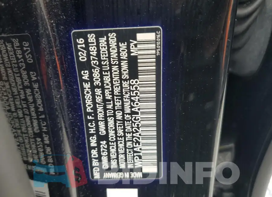 WP1AE2A25GLA64558 Photo# 13